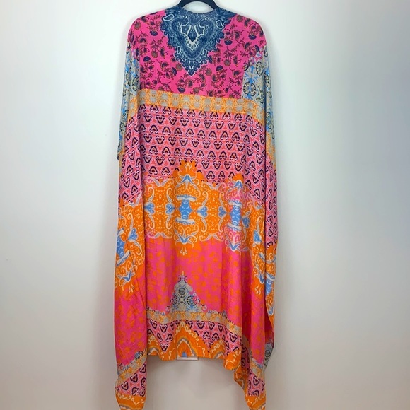 Vibrant Ruggine Demask Print Kimono Duster - Picture 7 of 9